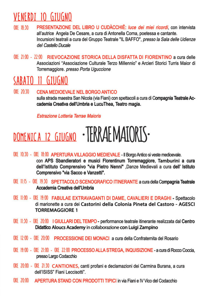 Terrae Maioris Edizione V - Il programma